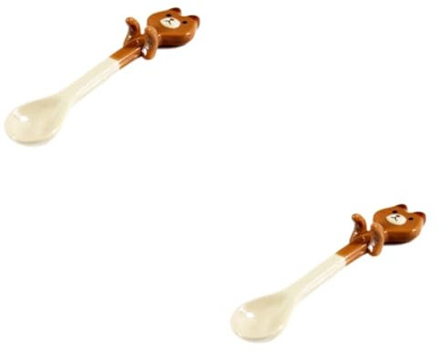 IMIKEYA 2pcs Ceramic Animal Spoon Boys and Girls Dessert Spoon Boy Girl Cutlery Hard Ceramic Unique Cartoon Design