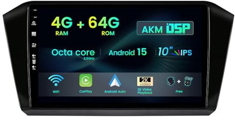 MISONDA 10 Zoll IPS 4G + 64G Android 15 Autoradio Für VW Passat B8 (2015–2019) Eingebaut DSP, Carplay Unterstützung DAB, WLAN, BT, GPS, AUX, MirrorLink, WiFi, RDS