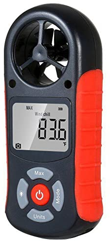 QXSJEDYCH Anémomètre portable, compteur numérique de vitesse du vent for mesurer la vitesse et la température du vent, avec rétroéclairage et max/min, for les évents CVC, la voile, le tir, les voilier