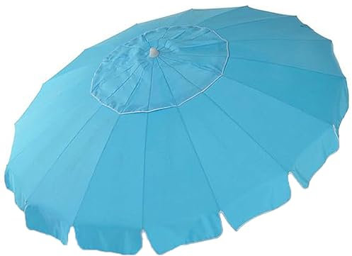 Ombrellone cm 240 antivento da spiaggia Grande con snodo per piscina giardino terrazzo balcone RESISTENTE CON 16 STECCHE (CELESTE)