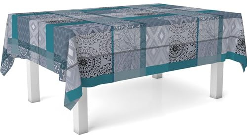 ECOMMERC3 Nappe en Toile cirée rectangulaire Taille 200 x 140 cm Style, durabilité et Facile d'entretien pour Votre Table - Nappe en Toile cirée Anti-Taches et imperméable, Bleu