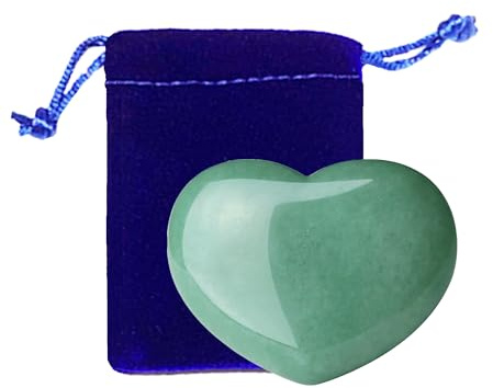 GUJOXILA 45mm Grüner Aventurin Herz Liebe Edelsteine Groß Kristalle | Heilsteine Herzförmig Liebe Steine Valentinstag Deko Geschenke für Freundin Geschenk Frauen Meditation Stress Sorgensteine