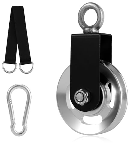 NQEUEPN Kit Puleggia Cavo 8,8cm, Rotazione a 360 Gradi Puleggia con Peso Portante con Cinghie Sospese e Moschettone Silenzioso Accessori per Macchine da Palestra per Barra per Trazioni LAT Dritta