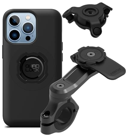QUAD LOCK Lenker Handyhalterung PRO für Motorrad mit Vibrationsdämpfer und MAG Hülle für iPhone 13 Pro
