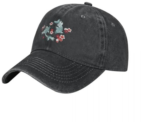 Neutraler Sonnenschutz-Sporthut Koi Sakura Blüte in Türkis Cowboyhut Im Hut lustiger Hut Damenhüte Herrenmode Geschenk