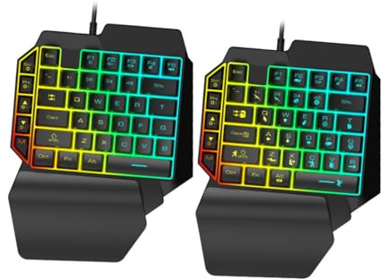 Angoily Clavier De Jeu Rétroéclairé Mixte Rvb 1 Pièce Commande À Une Main Noir