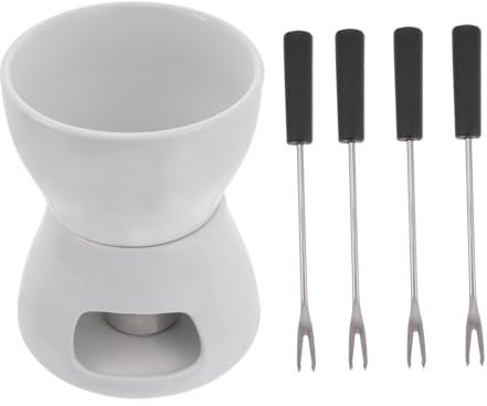 SHOWERORO Set Fonduta in Ceramica Pentola per Sciogliere Formaggio E Cioccolato Fornello Riscaldante per Fonduta Utensile Cucina