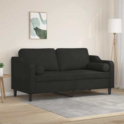 Xichuzi 2-Sitzer-Sofa mit Zierkissen Schwarz 140 cm Stoff, Loungesofa, Sofas & Couches, Relaxsofa, Couch für Wohnzimmer, 3200849