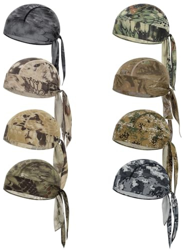 8 st Do Rag Skull Cap Svettavvisande Doo Rag Hjälm Foder Kylmössa Motorcykel Cykling Huvudsjal Bandana Mössa, Snyggt kamouflag, 3-8
