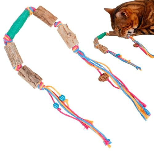 Beißspielzeug für Katzen – Kausticks für Katzen | Kauspielzeug für Katzen | Essbares Kauseil für Katzen | Spielzeug für Katzen mit Katze | Beißseil für Kauspielzeug