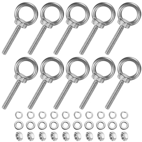 M METERXITY 10-Sets Boulons à œillet en acier inoxydable M6x40mm Boulon à œillet à épaulement pour levage mâle anneau à œillet 1.57 Inch pour suspension/fixation