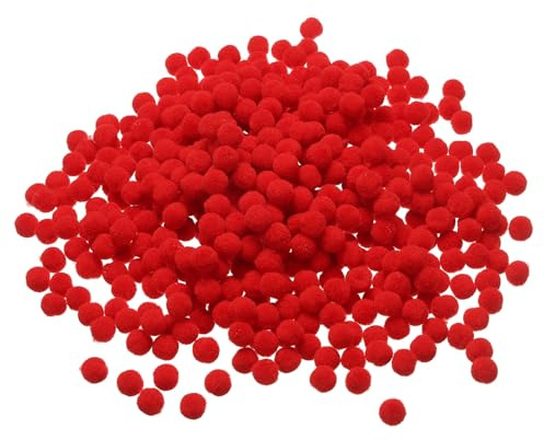 PATIKIL 500 Stück Pompons Bunt, 1cm Bunte Pompons zum Basteln, Filzkugeln Bunt Pom Poms für Ostern DIY Kreative Handwerk Dekorationen Weihnachten, Rot