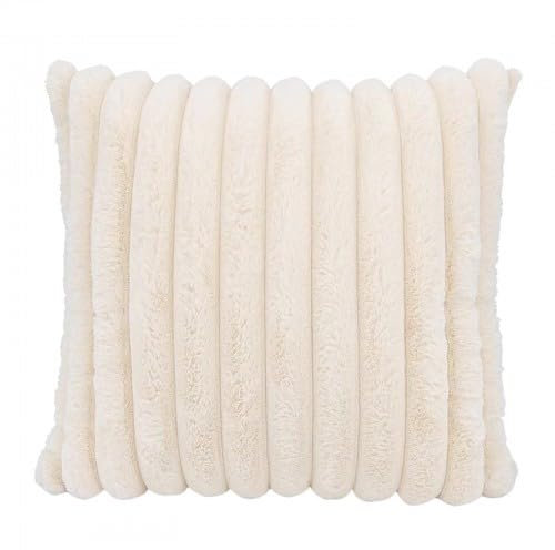 Marjoramy Creme Weiß Kissenbezug, 45x45 cm Weich Kunstpelz Kissenbezüge, Soft Kissenhülle Einfarbig Streifen Kissenbezug, Sofakissen Dekokissen Boho Deko Für Sofa Schlafzimmer Wohnzimmer