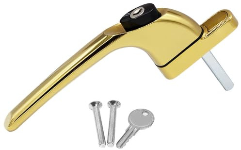 uPVC Universal Window Handle Inline Locking Espag Double Glazing Gold 40mm