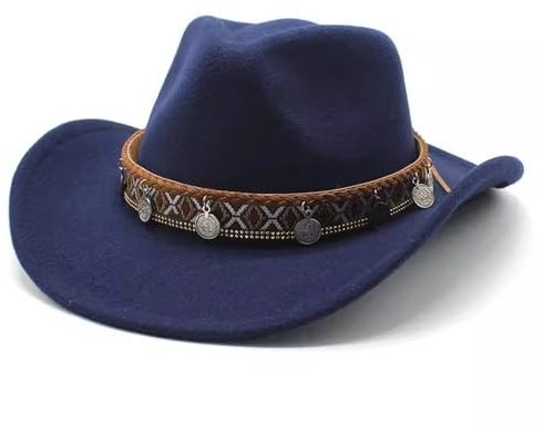 SLEDEZ Klassisk topp hatt för män Western Cowboy Melonhatt för män och kvinnor, filt jazzhatt (färg 6)
