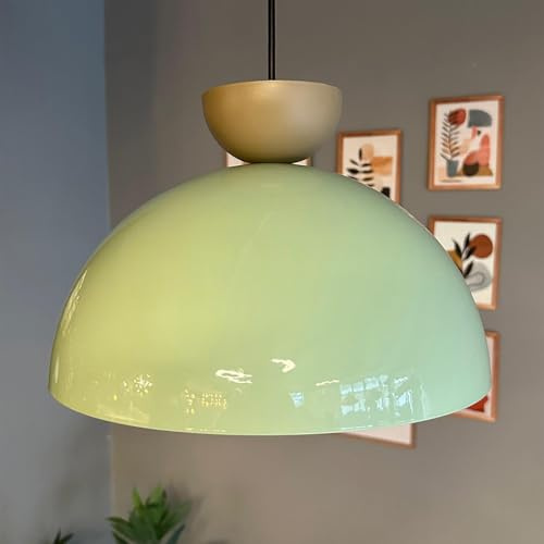 bamyum Yimpi Küchenlampe Hängend Vintage Ø30 cm, Lampenschirm Hängelampe Esstisch Wohnzimmer, Hängelampe Küche, Pendelleuchte Wohnzimmer, Pendelleuchte Vintage Industrial, Minzgrün