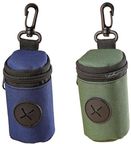 2-Pack Dog Poop Bag Dispenser Pouch, Poo Bag Holder for Dogs Lead, Compact Polyester Poo Bag Holder for Dogs Lead Walking and Outdoor Pet Waste Storage