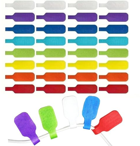 WUBAYI Confezione da 32 etichette riutilizzabili per cavi di grandi dimensioni, 4,5 x 2 cm, etichette per cavi scrivibili per Home Theatre, server rack e cavi da ufficio