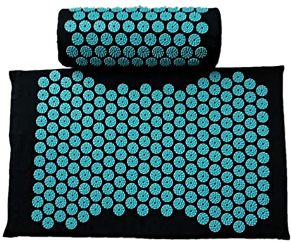 perfk Colchoneta Acupresión Almohadilla Masajeador Cojín Alfombrilla Corporal para Masaje Shiatsu en de Estrés Y Tensiones Adecuada para R, Negro