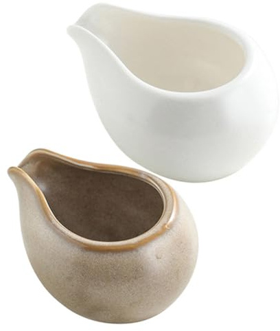 MUELODSIC Lattiera Porcellana 2 Pezzi Giapponese in Materiale Vetrificato Design Creativo del Beccuccio e Aspetto Liscio, per Coffee Bar e Uso Domestico