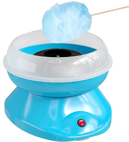 HOMCOM Máquina de Algodón de Azúcar, 450W-550W, Máquina para Hacer Algodón de Azúcar con 10 Palitos, para Fiestas de Cumpleaños Infantiles, en Casa, 27x26x18 cm, Azul