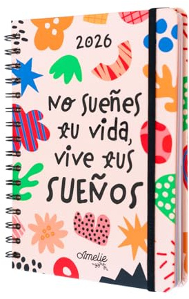 Grupo Erik Agenda 2026 Semana Vista A5 Amelie, En Español - Agenda semanal Anual mujer Con Anillas - Incluye Pegatinas, Marcapáginas, Ilustraciones y Planificador mensual