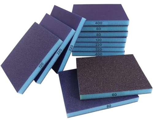 12 PCS Sanding Sponge Set 60/80/120/220/320/400 Grit Sanding Pads,Wet and Dry Sandpaper for Metal, Wood,Wall,Car,Furniture