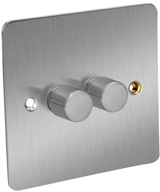 Axiom 2-Gang LED Dimmer Switch, Satin Chrome Flat Plate, 150W, 2-Way Control