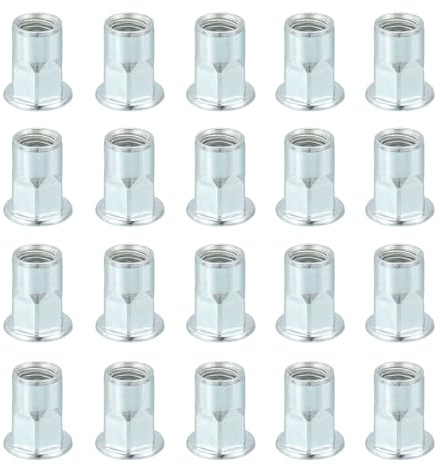 QUARKZMAN 20Pcs M10 x 21mm Tuerca De Remache Roscada Media Hexagonal De Acero Al Carbón Plateado En Zinc Blanco Apto Para Muebles E Industrial