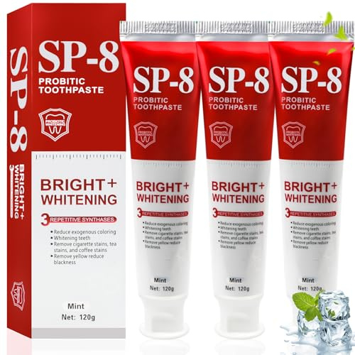 Toivize SP-8 Dentifrice Probiotique Blanchissant 3 * 120g | Dentifrice SP8 Ultra Whitening, Élimination des Taches, Nettoyage en Profondeur, Haleine Fraîche, Soin Dents & Gencives