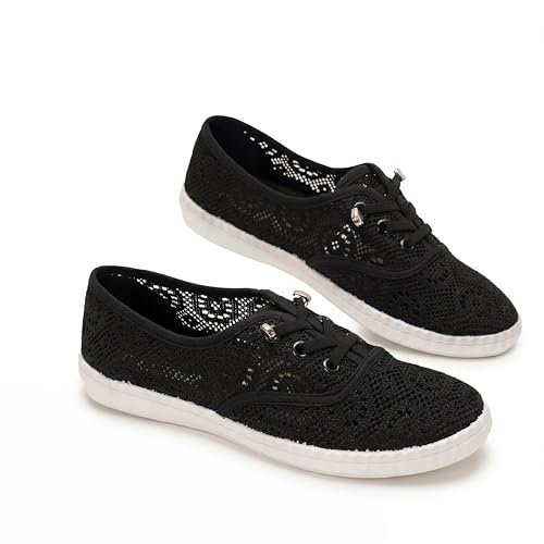 GLAMORA Scarpe Donna Traforate Leggere Traspiranti Slip on Stringate Scarpa Bassa Estiva Maglia Rete Comfort Mocassino Ballerina Sneakers Senza Tacco Flessibili Antiscivolo Casual