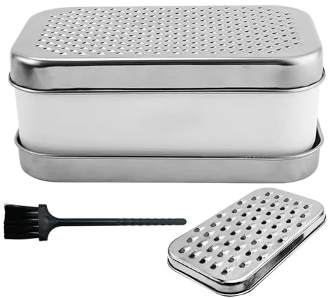 Ralladores de Cocina,con Contenedor y Picador de Acero Inoxidable,Rallador de Verduras con Contenedor | para Alimentos Patata Jengibre Pepino Hogar Apartamento Camping y Picnic