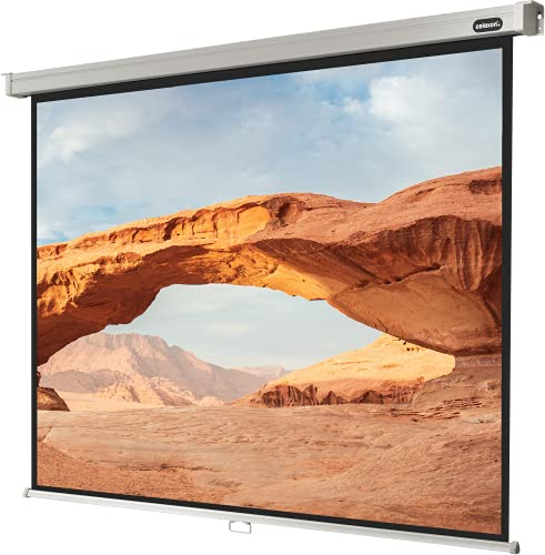 celexon Professional Rollo-Leinwand 85 | 180x135 cm 4:3 | manuell ausziehbare 4K, Full-HD Beamer-Leinwand für das Büro oder Heimkino-Projektionen | Wand- & Deckenmontage/zum Aufhängen