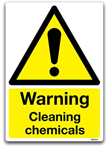 Warning Cleaning chemicals Safety Sign 15x20cm - Self-adhesive vinyl hazard sticker for COSHH
