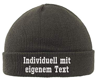 Wolfszeit personalisierte Strickmütze 2-Zeilig mit Wunschtext Bestickt