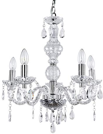 Lampadario a corona elegante con 5 bracci 56 x Ø 52 cm cromato con cristalli artificiali