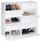 Relaxdays Scarpiera Armadio, HxLxP 90x94x37 cm, Portascarpe 10 Scomparti, Scaffale Sistema a Incastro, Plastica, Bianco