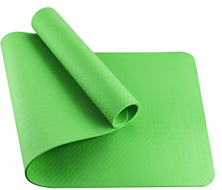 BODYMATE Yogamatte Premium TPE rutschfeste Fitnessmatte, Sportmatte Gymnastikmatte Matte für Fitness, Yoga, Pilates, Sport - Größe 183x61cm – Dicke 6mm Apfel-Grün