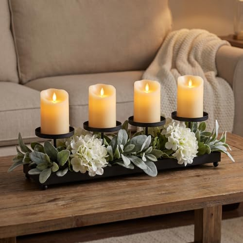 Seraphic Iron 4 Candle Pillar Candelabra Table Centerpiece Candle Holder