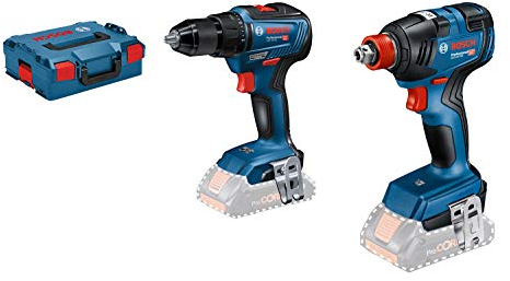 Bosch Professional 18V System Akkuschrauber-Set GDX 18V-200 & GSR 18V-55 (ohne Akku, in L-BOXX), Blau