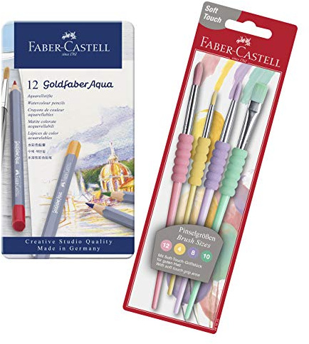 Faber-Castell Aquarellstifte GOLDFABER im Metalletui (12er Metalletui & Pinselset)