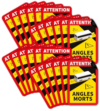 24 Stück Attention Angles Morts Magnetschilder 25 x 17 cm Magnet für Bus und Wohnwagen Warntafel Hinweiszeichen Schild Frankreich mit UV Schutz