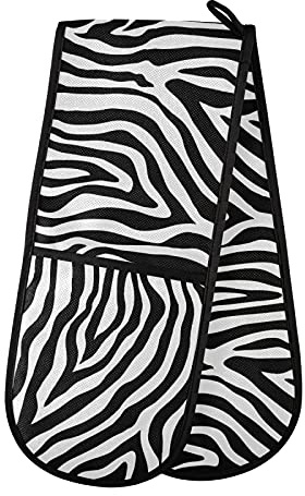 PUXUQU Oven Gloves Double Oven Mitts Gloves, Abstract Animal Zebra Print Heat Resistant Oven Gloves for Baking BBQ Kitchen Cooking Gloves