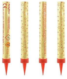 4x Candela Luminosa Cake Fountains ORO - Durata 50 secondi - Fontana Fiaccola - Magic Flambè con fiamma colorata - ideale per compleanni, feste, party ecc.