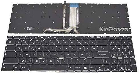 KinPower Clavier Azerty Français Compatible avec MSI GP65 GP75 Rétroéclairage Blanc