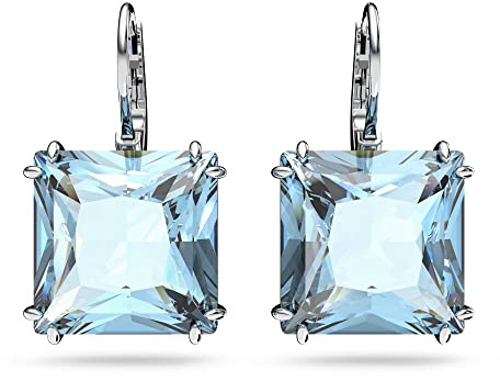 Swarovski Pendientes Millenia, Talla cuadrada, Azules, Baño de rodio