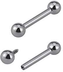 FINE4U 14G Nipple | Tongue Rings Piercing Jewelry Titanium - ASTM F136 Titanium Straight Barbell for Women & Men, Internally Threaded Hypoallergenic (14G × 12mm × 4mm)