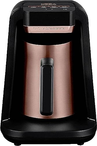 Arzum OKKA Rich Spin M Cafetière turque en acier inoxydable 700 W (chauffe-lait, moka turc avec chocolat au lait chaud) - Noir/cuivre