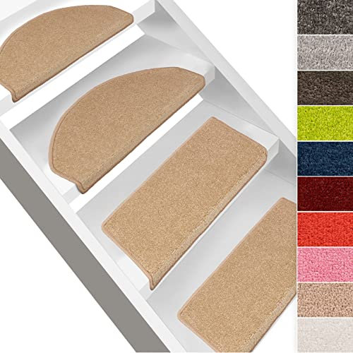 casa pura 15 x Stair Tread Mats, Stair Mat Indoor for Stairs, Dynasty Velour Stair Carpet, Self-Adhesive, Carpet for Stair Treads (Rectangular, Light