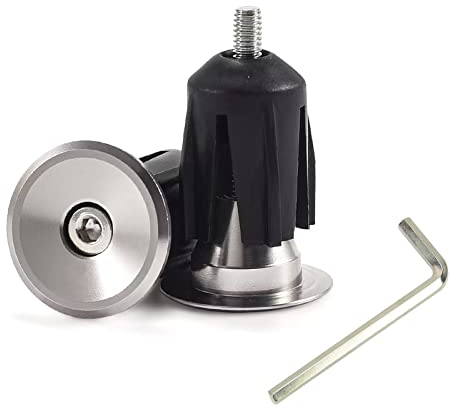 SHULLIN 2 Stück Lenkerendkappen Aluminium Lenker Endkappen Fahrrad Lenkerstopfen Endstopfen Fahrradgriffe Stecker Bar End Plugs Fahrradlenker-Endstopfen mit Inbusschlüssel für Fahrrad（Silber）